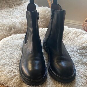 Zara Black Leather Ankle Boots